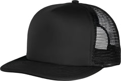 District DT624 Flat Bill Snapback Trucker Cap - Black - Black / One Size Fits Most