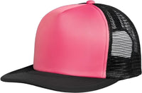 District DT624 Flat Bill Snapback Trucker Cap - Neon Pink - Pink / One Size Fits Most
