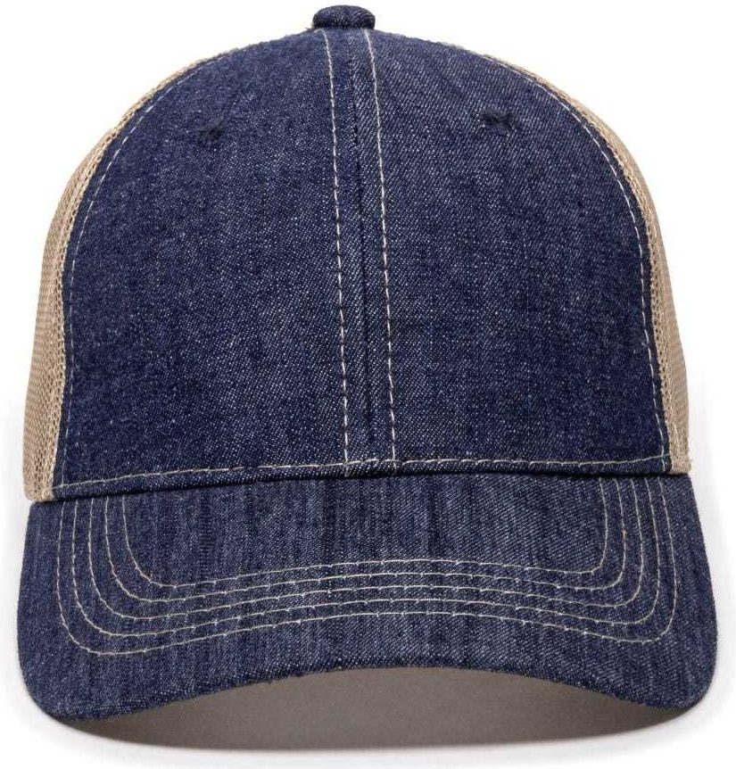 OC Sports DN-200M Adjustable Mesh Back Cap - Blue Denim Khaki | HIT a Double