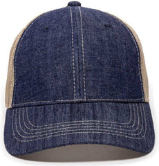 OC Sports DN-200M Adjustable Mesh Back Cap - Blue Denim Khaki | HIT a Double