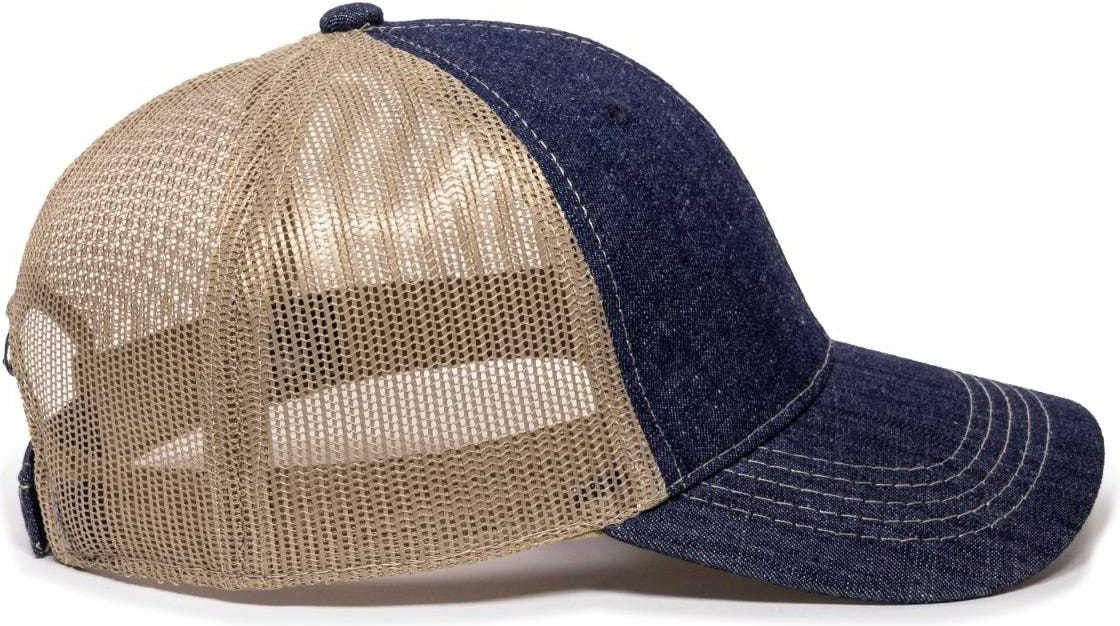 OC Sports DN-200M Adjustable Mesh Back Cap - Blue Denim Khaki | HIT a Double