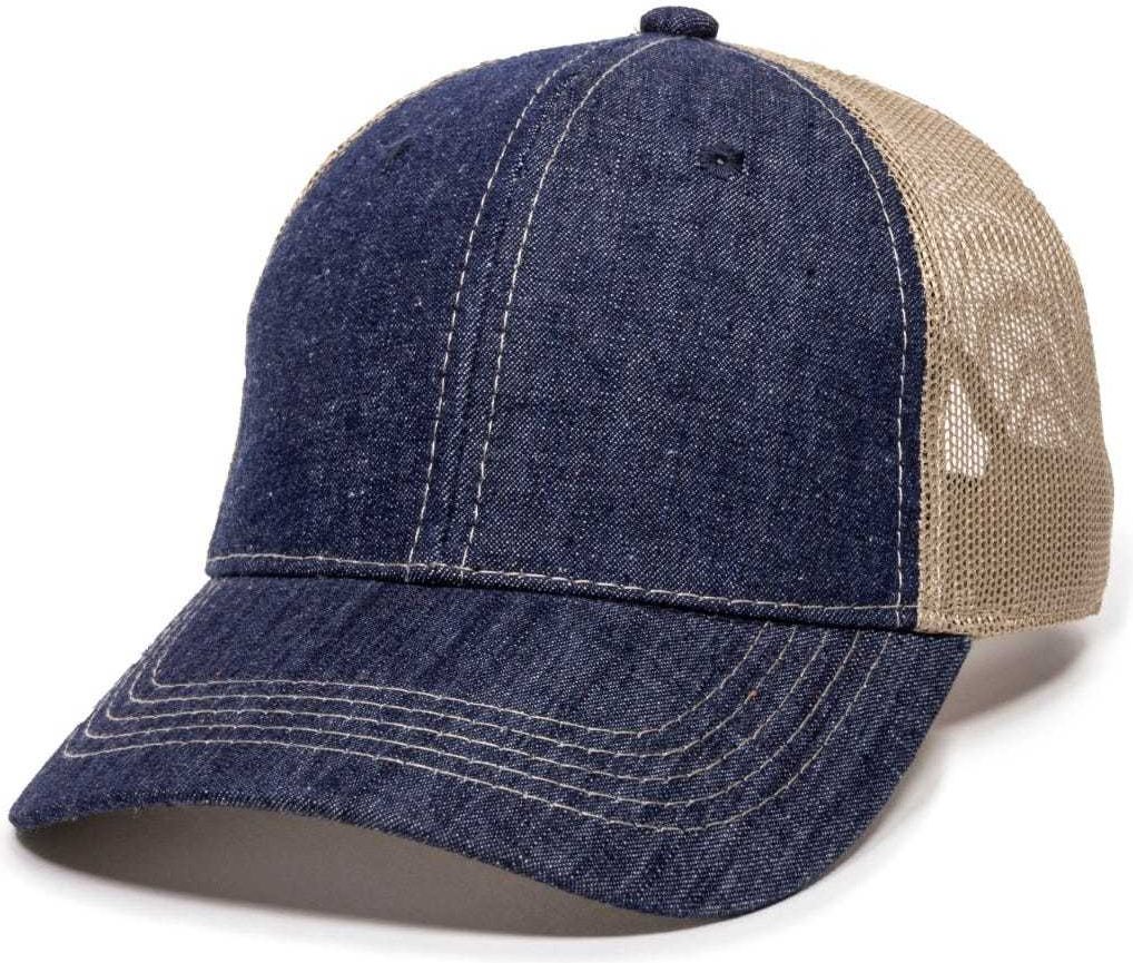 OC Sports DN-200M Adjustable Mesh Back Cap - Blue Denim Khaki | HIT a Double