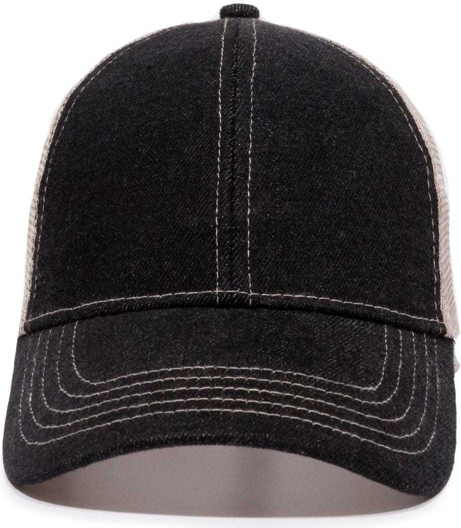 OC Sports DN-200M Adjustable Mesh Back Cap - Black Denim Putty | HIT a Double