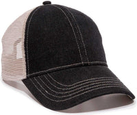 OC Sports DN-200M Adjustable Mesh Back Cap - Black Denim Putty | HIT a Double