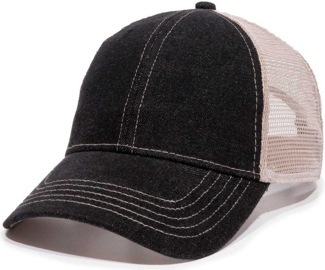 OC Sports DN-200M Adjustable Mesh Back Cap - Black Denim Putty | HIT a Double