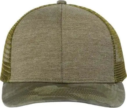 Dri Duck 3358 Pique Trucker Cap Olive Camo Olive / 6 5/8’’ 7 3/8’’