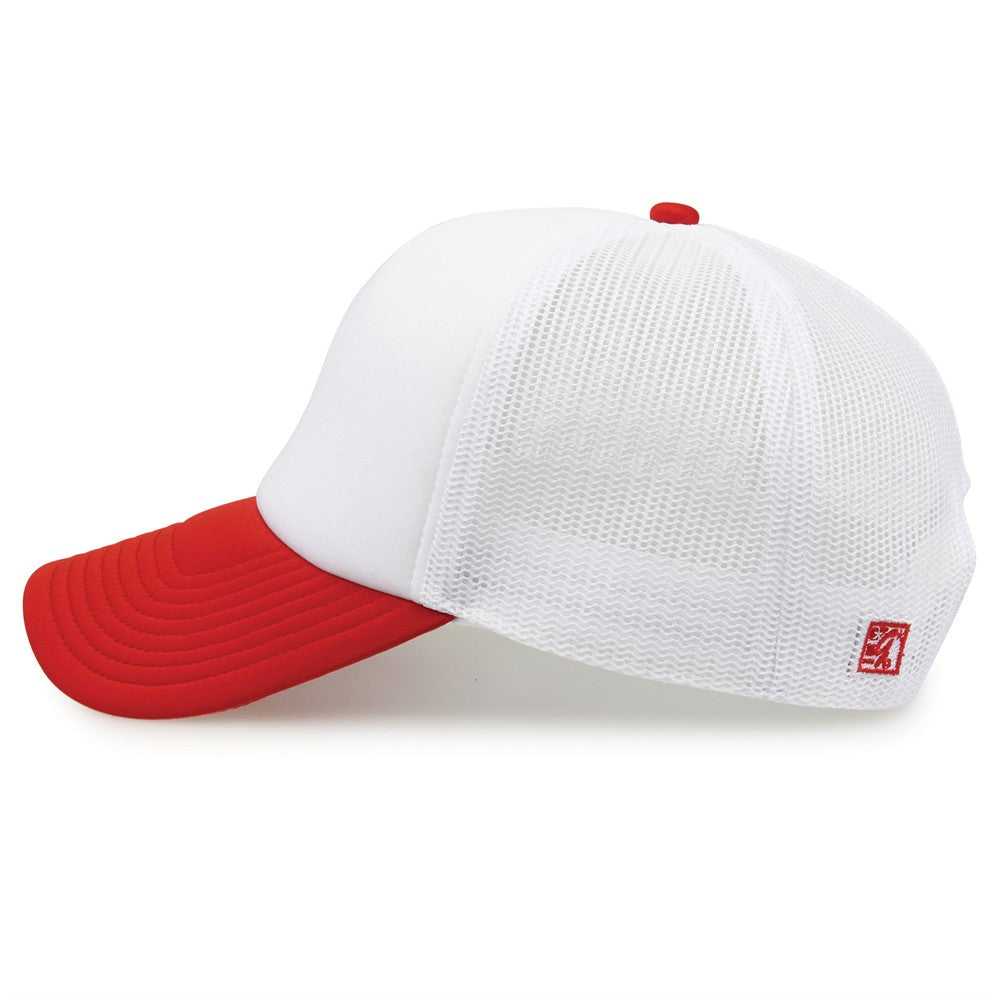 The Game GB473 Foam Front Trucker Cap - White Red - HIT a Double - 8
