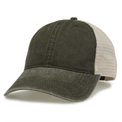 The Game GB460 Pigment Dyed Twill & Soft Trucker Cap - Army Green Sand | HIT a Double