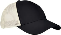 Econscious EC7093 Unisex Hemp Eco Trucker Recycled Polyester Mesh Cap Black Oyster Black Ivory / One Size Fits Most