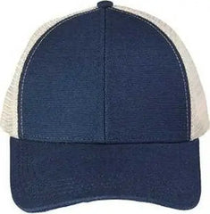 Econscious EC7093 Unisex Hemp Eco Trucker Recycled Polyester Mesh Cap - Navy Oyster - Navy Ivory / One Size Fits Most