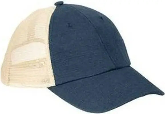 Econscious EC7095 Hemp Washed Soft Mesh Trucker Cap - Navy Oyster - Navy Ivory / One Size Fits Most