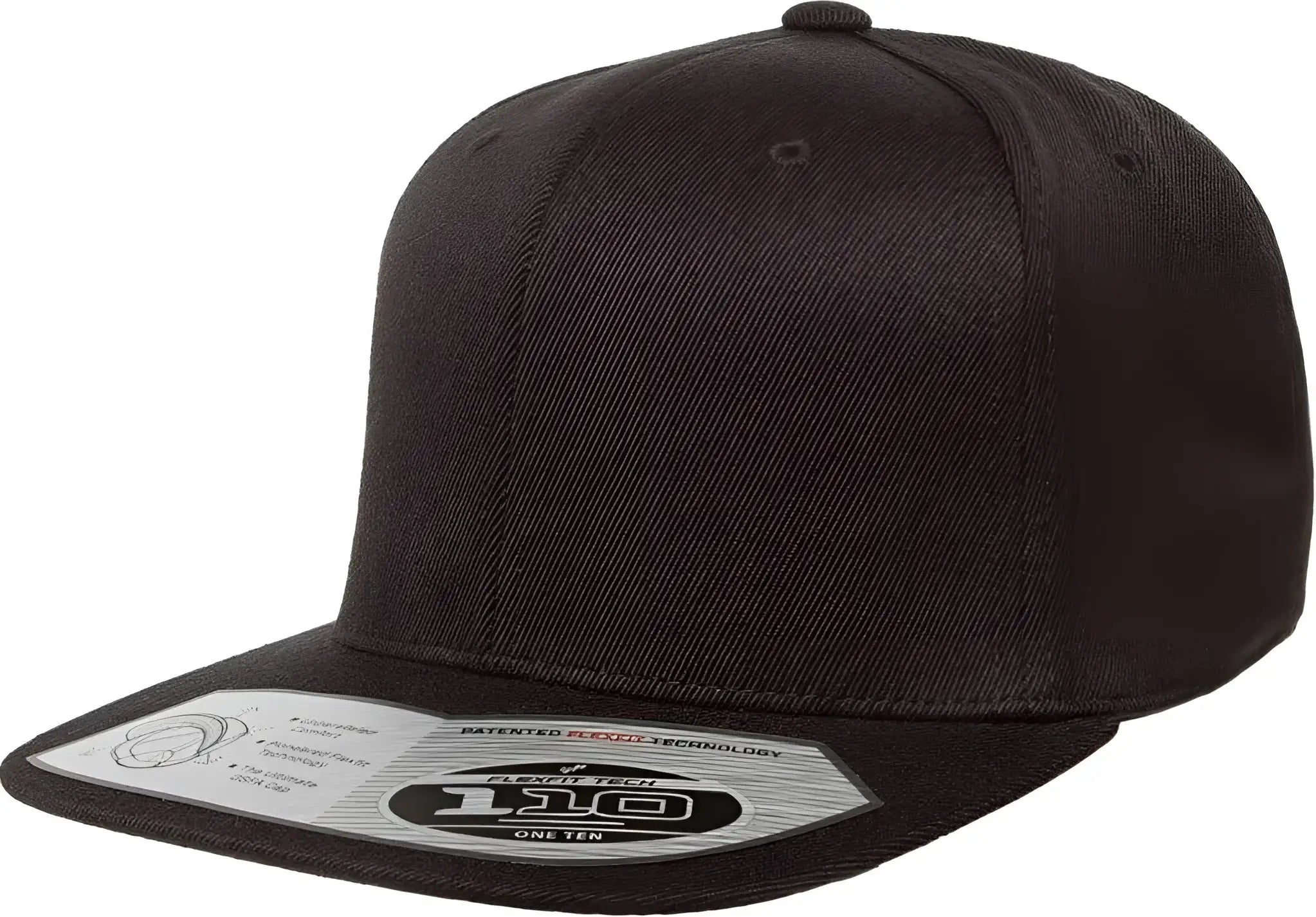 Flexfit 110 Flat Bill Snapback Cap Black Black / 6 7/8’’ 7 1/2’’