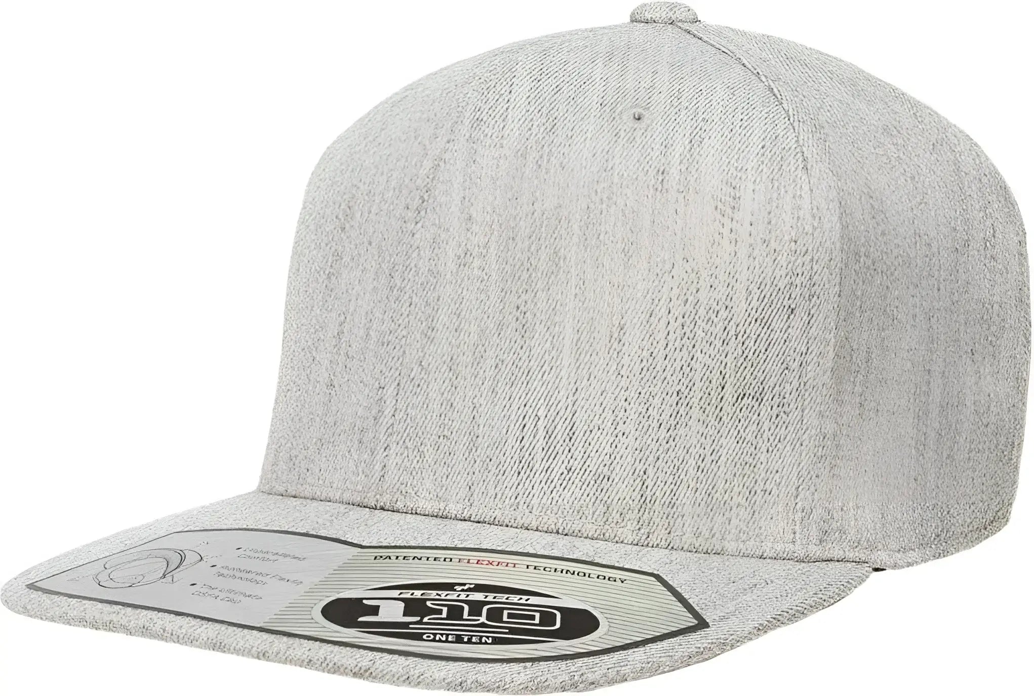 Flexfit 110 Flat Bill Snapback Cap Heather Gray Gray / 6 7/8’’ 7 1/2’’