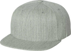 Flexfit 110 Flat Bill Snapback Cap - Heather Gray - Gray / 6 7/8’’ - 7 1/2’’