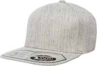 Flexfit 110 Flat Bill Snapback Cap - Heather Gray - Gray / 6 7/8’’ - 7 1/2’’