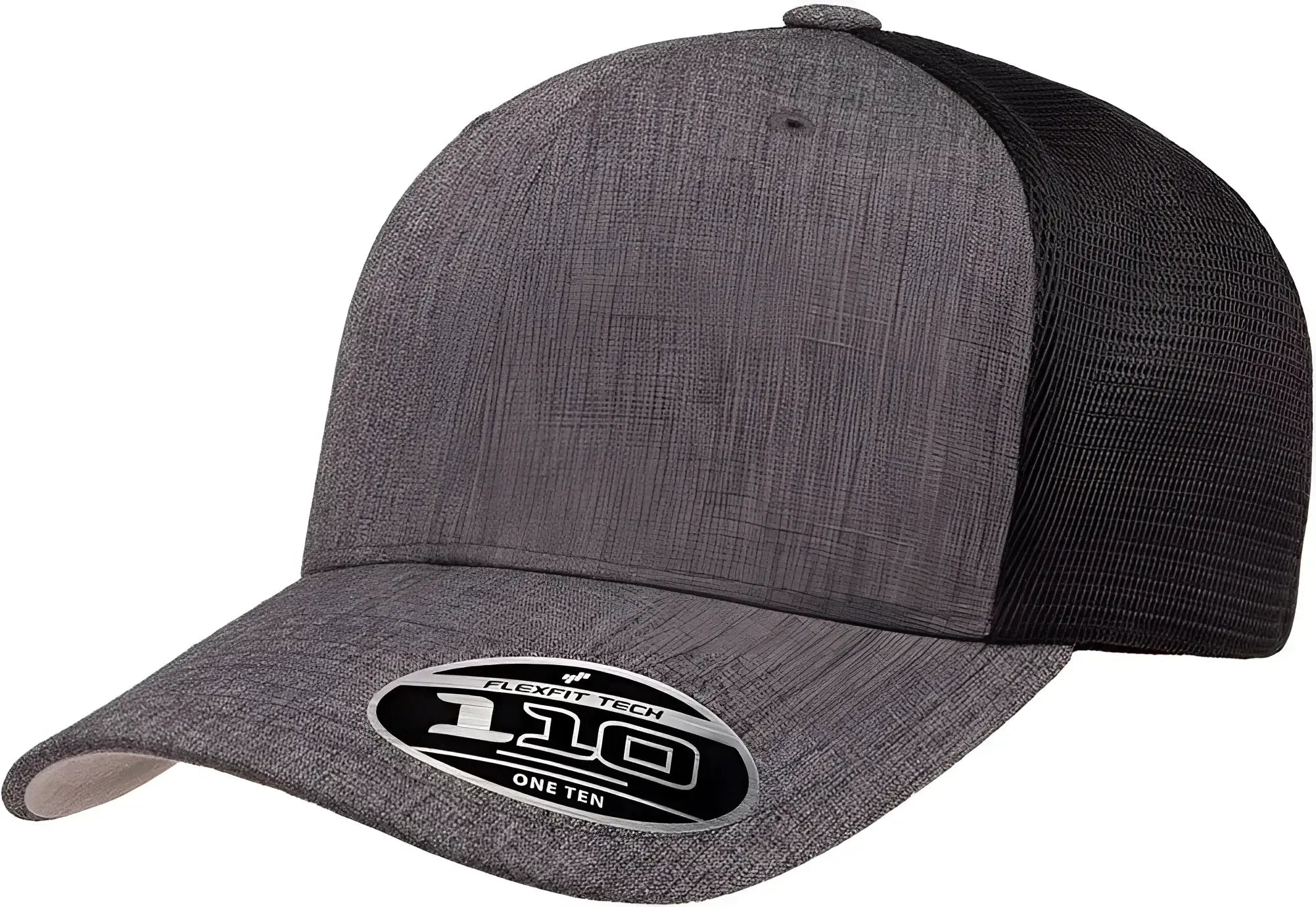 Flexfit 110 Mesh-Back Cap - Melange Charcoal Black - Dark Gray Black / 6 7/8’’ - 7 1/2’’