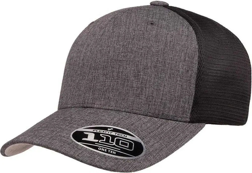 Flexfit 110 Mesh-Back Cap - Melange Charcoal Black - Dark Gray Black / 6 7/8’’ - 7 1/2’’