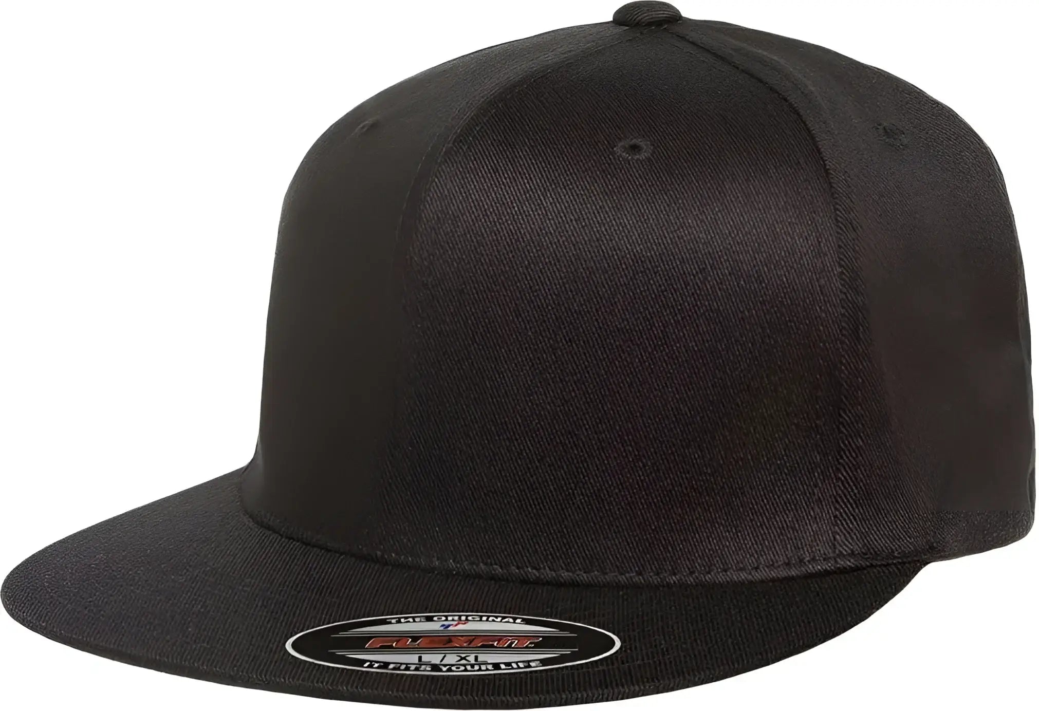 Flexfit 6297F Pro Baseball On Field Flat Bill Cap Black Black / 6 3/4’’ 7 1/4’’