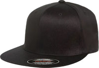 Flexfit 6297F Pro Baseball On Field Flat Bill Cap Black Black / 6 3/4’’ 7 1/4’’