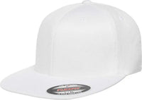 Flexfit 6297F Pro Baseball On Field Flat Bill Cap White White / 6 3/4’’ 7 1/4’’