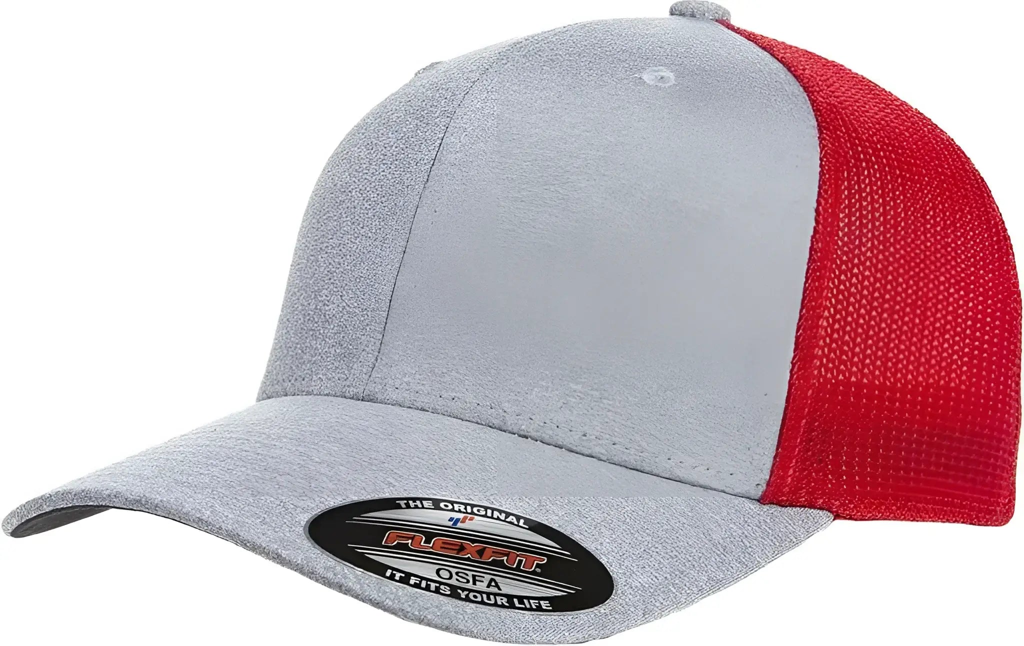 Flexfit 6311 Melangee Trucker Cap - Heather Gray Red - Gray Red / 6 7/8’’ - 7 1/2’’