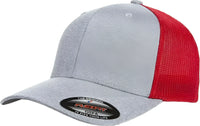 Flexfit 6311 Melangee Trucker Cap - Heather Gray Red - Gray Red / 6 7/8’’ - 7 1/2’’