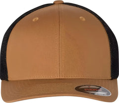 Flexfit 6511 Trucker Cap - Caramel Black - Burnt Orange Black / 6 7/8’’ - 7 1/2’’