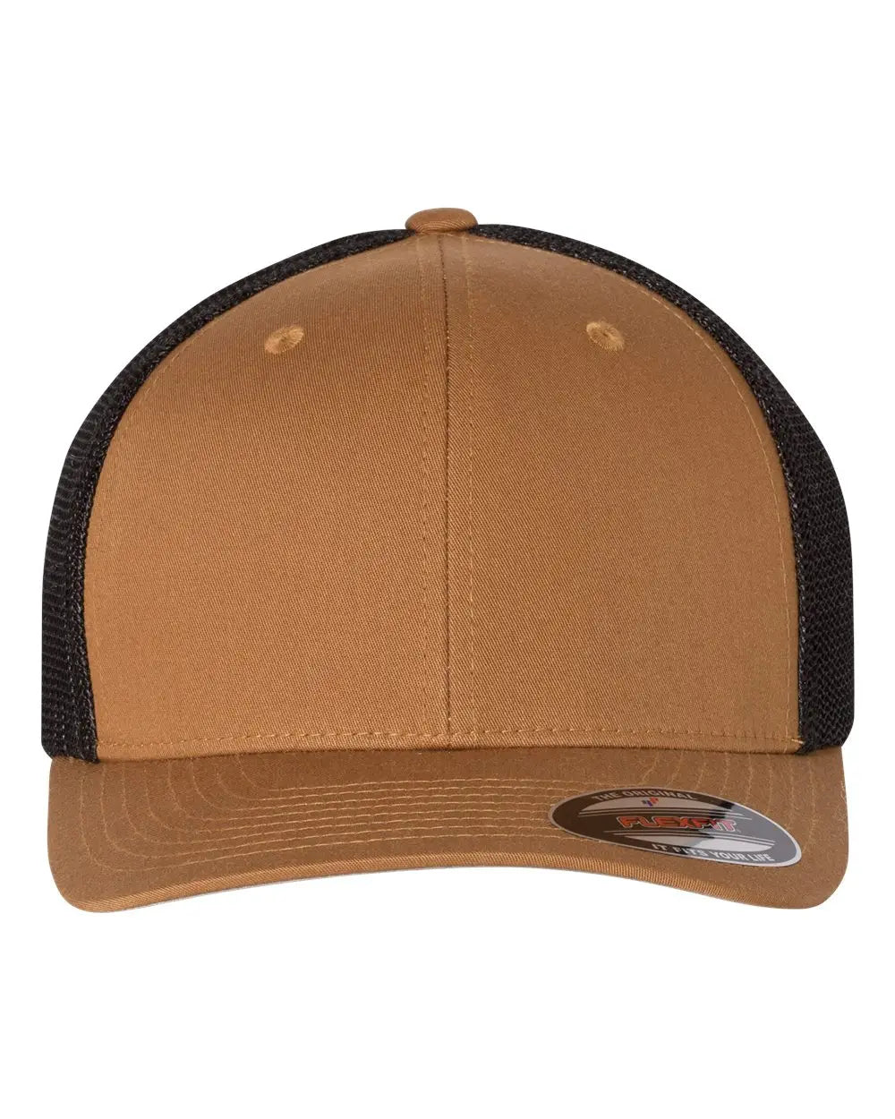 Flexfit 6511 Trucker Cap - Caramel Black - Burnt Orange Black / One Size Fits Most