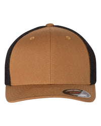 Flexfit 6511 Trucker Cap - Caramel Black - Burnt Orange Black / One Size Fits Most