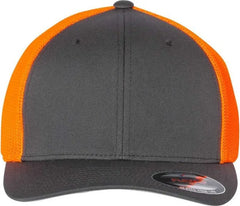 Flexfit 6511 Trucker Cap Charcoal Neon Orange Dark Gray Orange / 6 7/8’’ 7 1/2’’