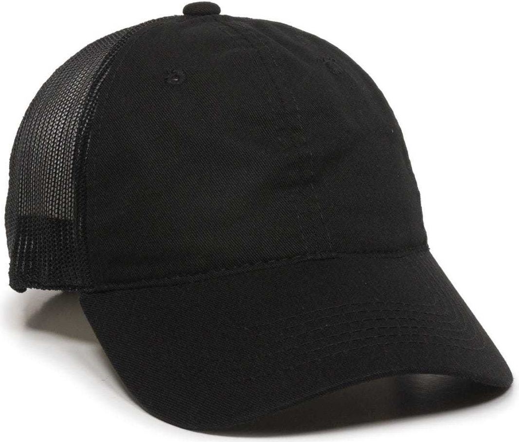 OC Sports FWT-130 Garment Wash Mesh Back Baseball Cap - Black | HIT a Double