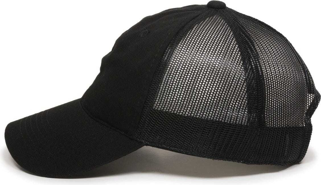 OC Sports FWT-130 Garment Wash Mesh Back Baseball Cap - Black | HIT a Double