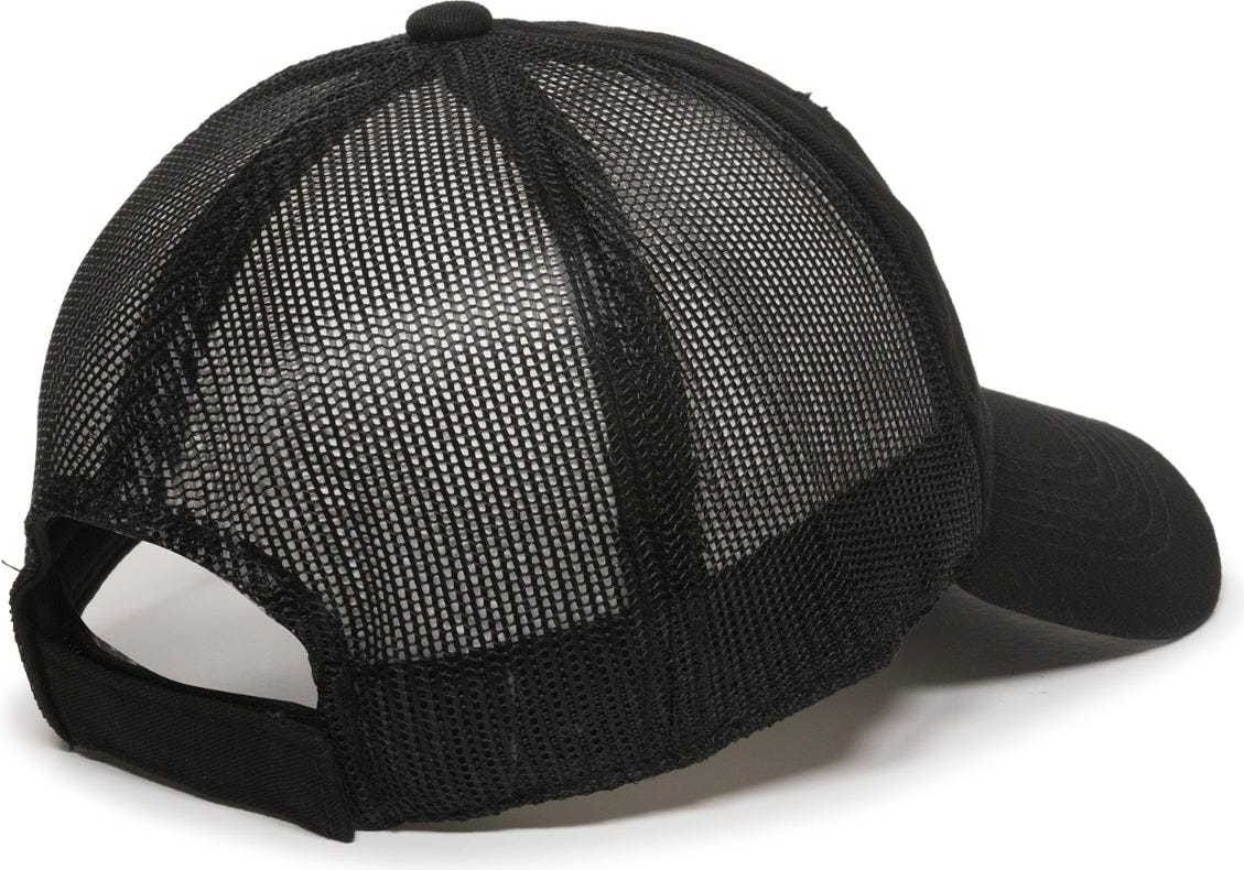 OC Sports FWT-130 Garment Wash Mesh Back Baseball Cap - Black | HIT a Double