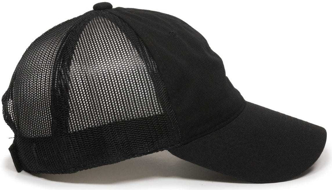 OC Sports FWT-130 Garment Wash Mesh Back Baseball Cap - Black | HIT a Double