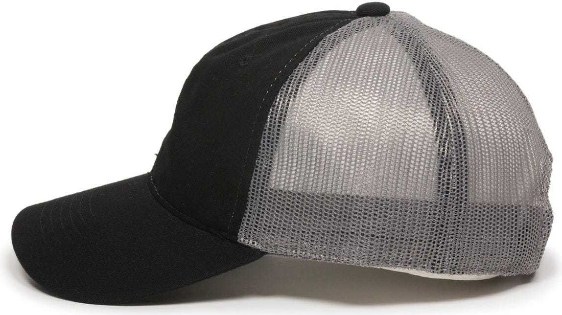 OC Sports FWT-130 Garment Wash Mesh Back Baseball Cap - Black Dark Gray | HIT a Double