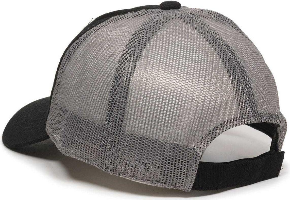 OC Sports FWT-130 Garment Wash Mesh Back Baseball Cap - Black Dark Gray | HIT a Double