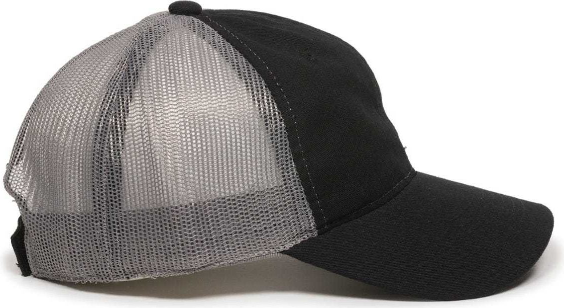OC Sports FWT-130 Garment Wash Mesh Back Baseball Cap - Black Dark Gray | HIT a Double