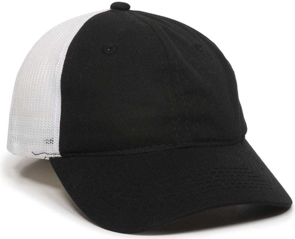 OC Sports FWT-130 Garment Wash Mesh Back Baseball Cap - Black White | HIT a Double
