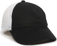 OC Sports FWT-130 Garment Wash Mesh Back Baseball Cap - Black White | HIT a Double