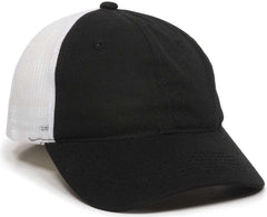 OC Sports FWT-130 Garment Wash Mesh Back Baseball Cap - Black White | HIT a Double
