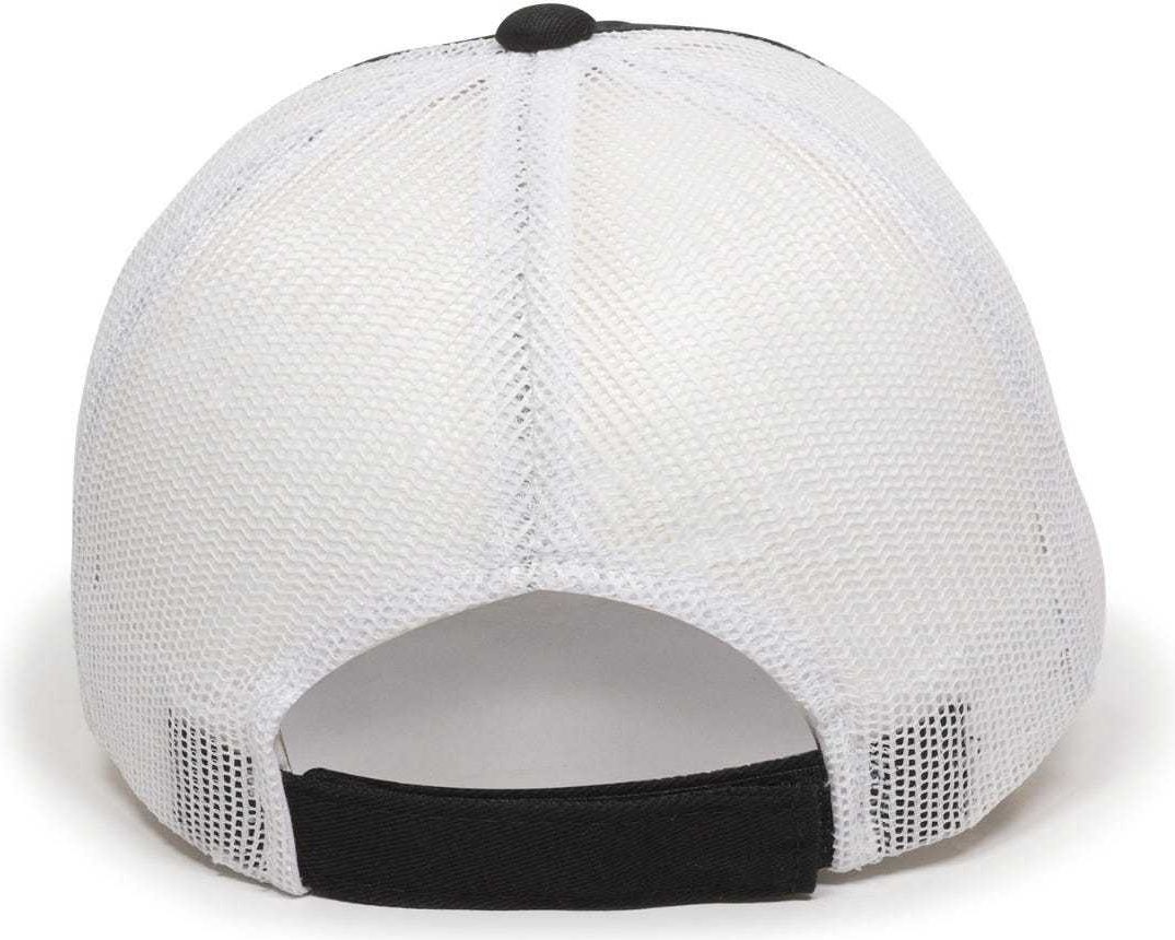 OC Sports FWT-130 Garment Wash Mesh Back Baseball Cap - Black White | HIT a Double