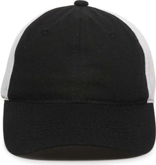OC Sports FWT-130 Garment Wash Mesh Back Baseball Cap - Black White | HIT a Double