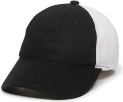 OC Sports FWT-130 Garment Wash Mesh Back Baseball Cap - Black White | HIT a Double