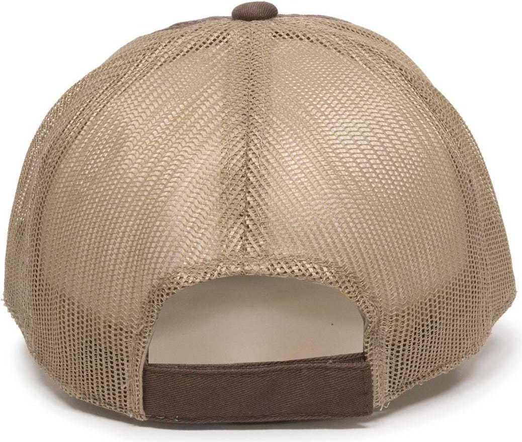 OC Sports FWT-130 Garment Wash Mesh Back Baseball Cap - Brown Tan | HIT a Double