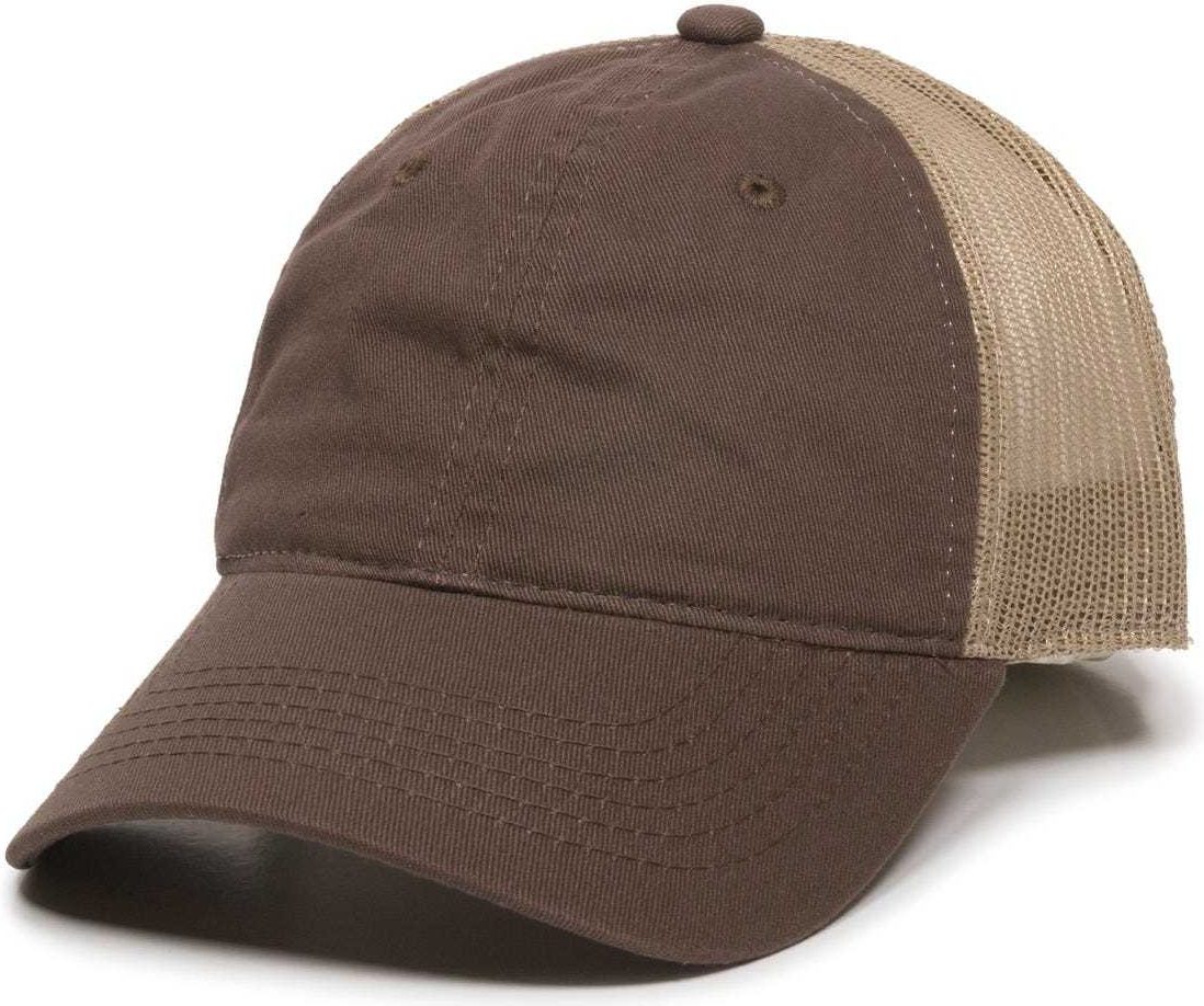 OC Sports FWT-130 Garment Wash Mesh Back Baseball Cap - Brown Tan | HIT a Double