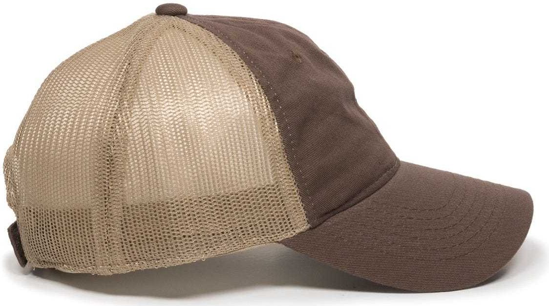 OC Sports FWT-130 Garment Wash Mesh Back Baseball Cap - Brown Tan | HIT a Double