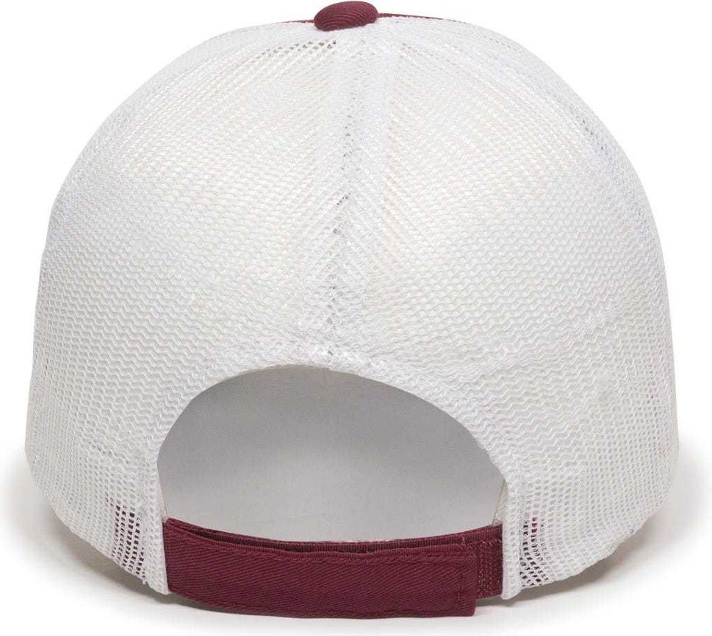OC Sports FWT-130 Garment Wash Mesh Back Baseball Cap - Burgundy White | HIT a Double