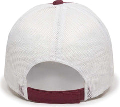 OC Sports FWT-130 Garment Wash Mesh Back Baseball Cap - Burgundy White | HIT a Double