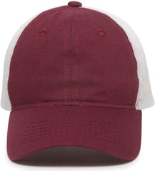 OC Sports FWT-130 Garment Wash Mesh Back Baseball Cap - Burgundy White | HIT a Double