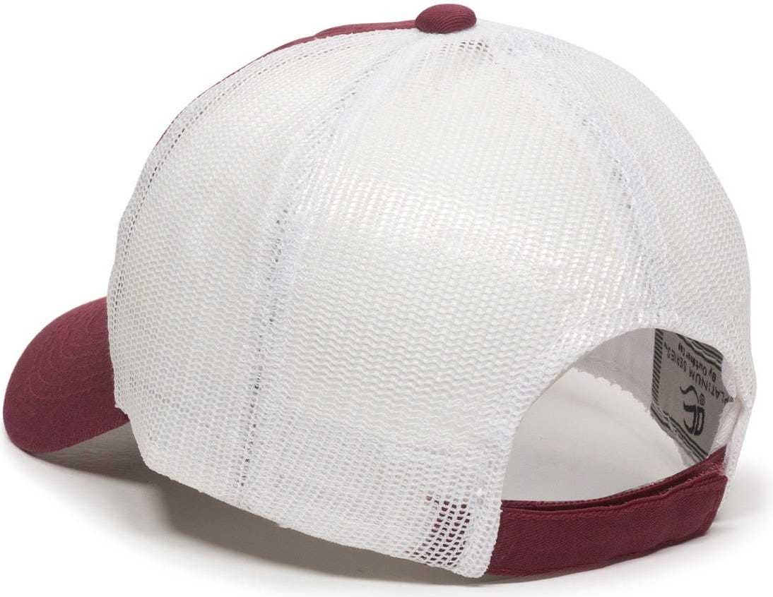 OC Sports FWT-130 Garment Wash Mesh Back Baseball Cap - Burgundy White | HIT a Double